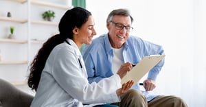 patient and provider looking at healthcare journey options